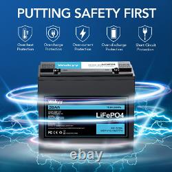 12V 20Ah Lifepo4 Battery, 256Wh Rechargeable Lithium Iron Phosphate Battery, 350