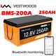 12v 250ah Lifepo4 200a-bms Bluetooth Lithium-iron Phosphate Battery For Rv Solar