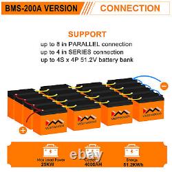 12V 250AH LiFePO4 200A-BMS Bluetooth Lithium-Iron Phosphate Battery for RV Solar