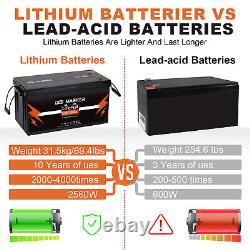 12V 250Ah Lithium Iron Battery LiFePO4 Deep Cycle 2.56KWh Solar System Camping