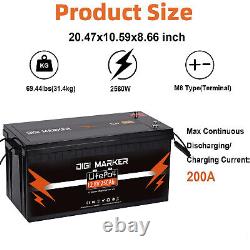 12V 250Ah Lithium Iron Battery LiFePO4 Deep Cycle 3200Wh For Solar RV Camping US