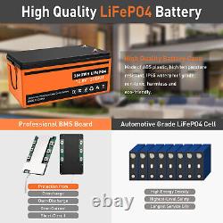12V 300AH LiFePO4 Deep Cycle Lithium Battery for RV Marine Solar System Off-Grid