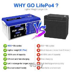 12V 300AH deep cycle LiFePO4 battery Lithium-Iron Phosphate for RV Boat Home NEW