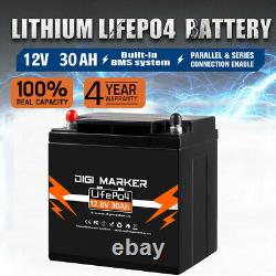 12V 30AH LiFePO4 Deep Cycle Lithium Iron Phosphate Battery Solar BMS Portable