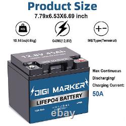 12V 45Ah LiFePO4 Deep Cycle Lithium iron Battery Rechargeable 50A BMS Solar