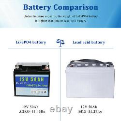 12V 50Ah 600Wh LiFePO4 Lithium Iron Phosphate Deep Cycle Rechargeable Battery