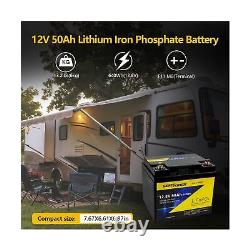 12V 50Ah LiFePO4 Lithium Battery, 4000+ Deep Cycle Lithium Iron Phosphate Rec