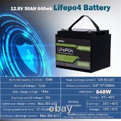 12V 50Ah LiFePO4 Lithium Battery 5000+ Deep Cycle for Solar RV Off-grid System