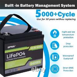 12V 50Ah LiFePO4 Lithium Battery 5000+ Deep Cycle for Solar RV Off-grid System