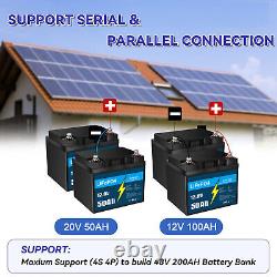 12V 50Ah LiFePO4 Lithium Battery with Charger, for RV Camping Marine Solar