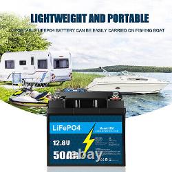 12V 50Ah LiFePO4 Lithium Battery with Charger, for RV Camping Marine Solar