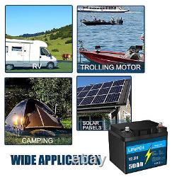 12V 50Ah LiFePO4 Lithium Battery with Charger, for RV Camping Marine Solar