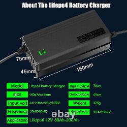 12V 50Ah LiFePO4 Lithium Battery with Charger, for RV Camping Marine Solar