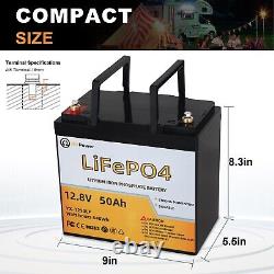 12V 50Ah LiFePO4 Lithium Iron Phosphate Battery for Deep RV Marine Solar System