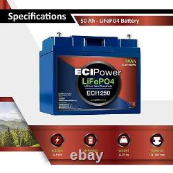 12V 50Ah LiFePO4 Lithium Iron Phosphate Deep Cycle Rechargeable Battery