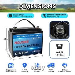 12V 50Ah Lithium Battery LiFePO4 Rechargeable 3000+ Deep Cycle BMS Home RV New