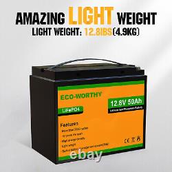 12V 50Ah Lithium Battery LiFePO4 Rechargeable 3000+ Deep Cycle BMS Solar RV