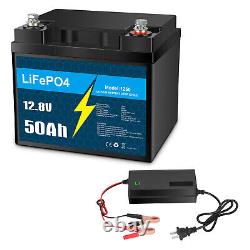 12V 50Ah Lithium LiFePO4 Battery with Charger, Perfect for Marine Trolling Motor