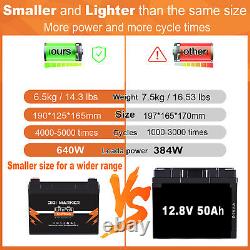 12V 50Ah Lithium iron Battery LiFePO4 Deep Cycle Rechargeable RV Solar Marine