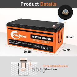 12V LiFePO4 Deep Cycle Lithium Iron Phosphate Battery For RV off-Grid Home 200Ah