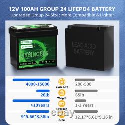 12V Lithium Battery 12V 100Ah LiFePO4 Deep Cycle for Solar RV Off-grid Power New