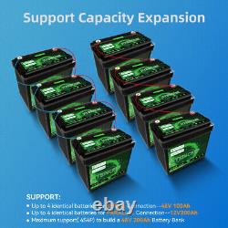 12V Lithium Battery 12V 100Ah LiFePO4 Deep Cycle for Solar RV Off-grid Power New