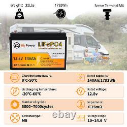12V Lithium Battery 140Ah Lifepo4 Battery for Solar Deep Cycle RV System