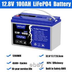 12.8V 100Ah 1280Wh LiFePO4 Lithium Battery Built-in BMS For RV Off-Grid Solar