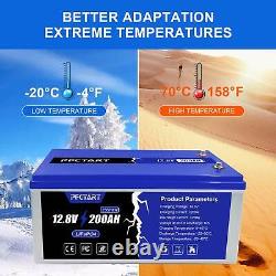 12.8V 200Ah LiFePO4 Lithium Iron Battery Deep Cycle Rechargeable Home RV Boat