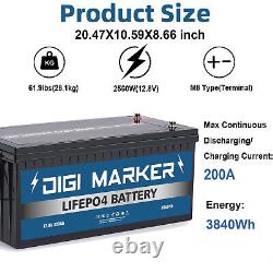 12 Volt 300Ah LiFePO4 Deep Cycle Lithium Golf Cart Battery Rechargeable RV Solar