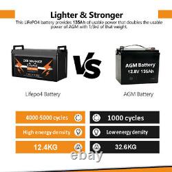 135Ah LiFePO4 Deep Cycle 12Volt Lithium iron Battery For Solar RV Boat Off-Grid