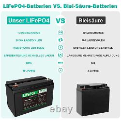 1-4x 12V 100Ah LiFePO4 Lithium Iron Battery Deep Cycle BMS for Solar Marine RV