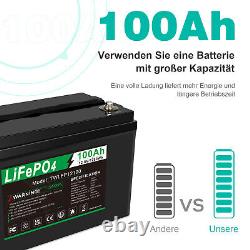 1-4x 12V 100Ah LiFePO4 Lithium Iron Battery Deep Cycle BMS for Solar Marine RV
