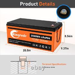 200AH LiFePO4 Deep Cycle Lithium Battery for RV Marine Off-Grid Solar System US