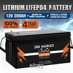 200Ah 12V Lithium Iron Battery LiFePO4 Deep Cycle Recycle 4WD RV Camping Solar
