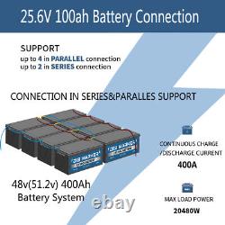 24V 100AH LiFePO4 Deep Cycle lithium iron Battery 2560W BMS Solar For RV Marine