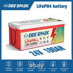 24V 100AH LiFePO4 Lithium Battery BMS Deep cycles For RV Solar Panel Motor Boat