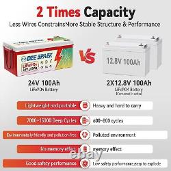 24V 100AH LiFePO4 Lithium Battery BMS Deep cycles For RV Solar Panel Motor Boat