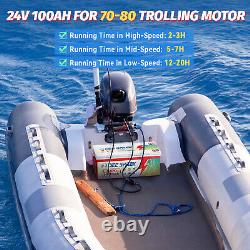 24V 100AH LiFePO4 Lithium Battery BMS Deep cycles For RV Solar Panel Motor Boat