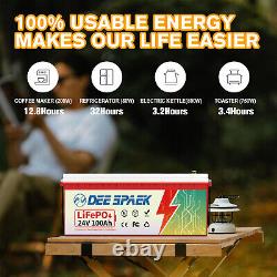 24V 100AH LiFePO4 Lithium Battery BMS Deep cycles For RV Solar Panel Motor Boat