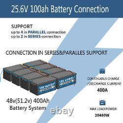 24V 100AH Polymer Lithium iron LiFePO4 Deep Cycle Battery 2560W BMS 100A RV Home