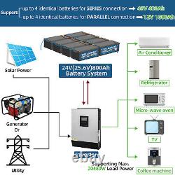 24V 100Ah LiFePO4 Deep Cycle Lithium Battery 2560W for RV Marine Off-Grid Solar