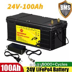 24V 100Ah LiFePO4 Lithium Battery 100A BMS Deep Cycles for Marine Home RV Motor