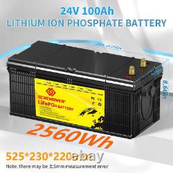 24V 100Ah LiFePO4 Lithium Battery 100A BMS Deep Cycles for Marine Home RV Motor