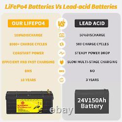 24V 100Ah LiFePO4 Lithium Battery 100A BMS Deep Cycles for Marine Home RV Motor