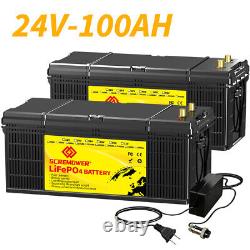 24V 100Ah LiFePO4 Lithium Battery 100A BMS Deep Cycles for Marine Home RV Motor