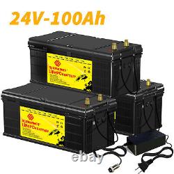 24V 100Ah LiFePO4 Lithium Battery 100A BMS Deep Cycles for Marine Home RV Motor