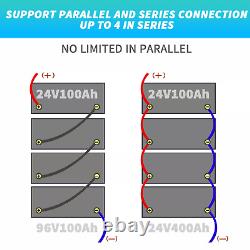 24V 100Ah LiFePO4 Lithium Battery Deep Cycle BMS for RV Off-Grid Trolling Motor