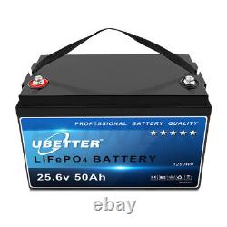 24V 50Ah Lithium Battery LiFePO4 Rechargeable 4000+ Deep Cycle BMS for Home RV