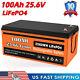 25.6v 100ah Lifepo4 Deep Cycle Lithium Phosphate Battery For Rv Off-grid Bms New
